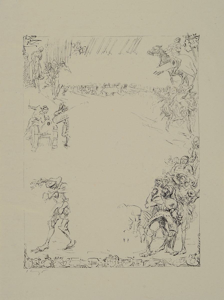 Detail a: Konvolut aus 11 Original-Lithographien, Max Slevogt, 1868 Landshut - 1932 Leinsweiler, Lithographien zu Bühnenentwürfen zu Goethes Faust, Zweiter ...