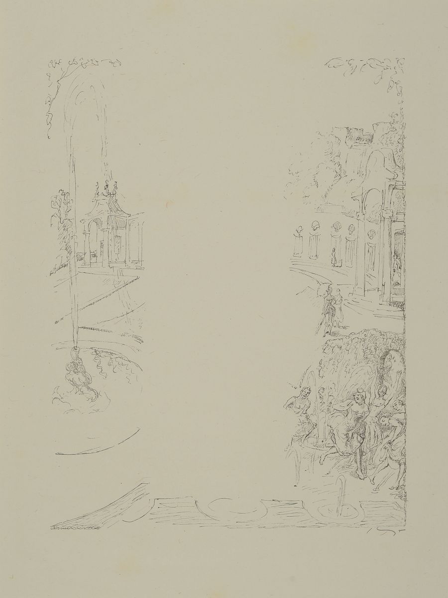 Detail c: Konvolut aus 11 Original-Lithographien, Max Slevogt, 1868 Landshut - 1932 Leinsweiler, Lithographien zu Bühnenentwürfen zu Goethes Faust, Zweiter ...