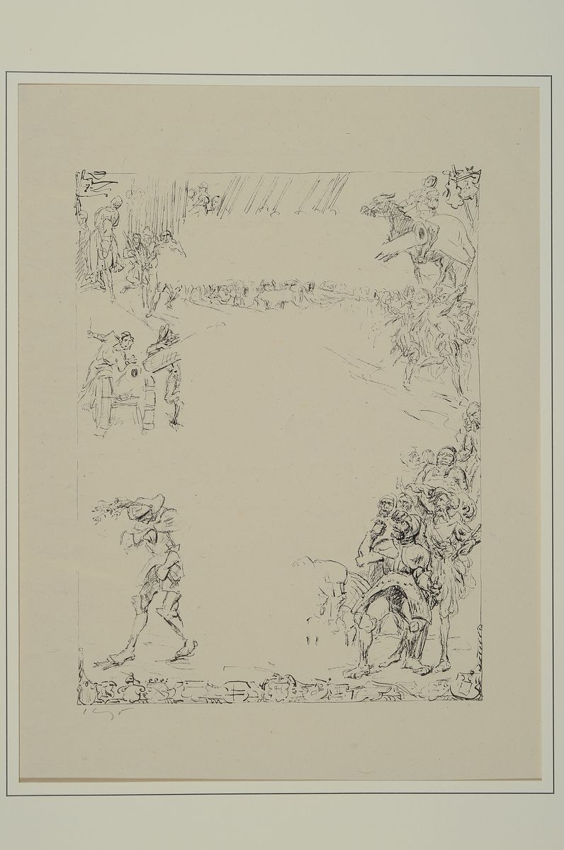 Detail l: Konvolut aus 11 Original-Lithographien, Max Slevogt, 1868 Landshut - 1932 Leinsweiler, Lithographien zu Bühnenentwürfen zu Goethes Faust, Zweiter ...