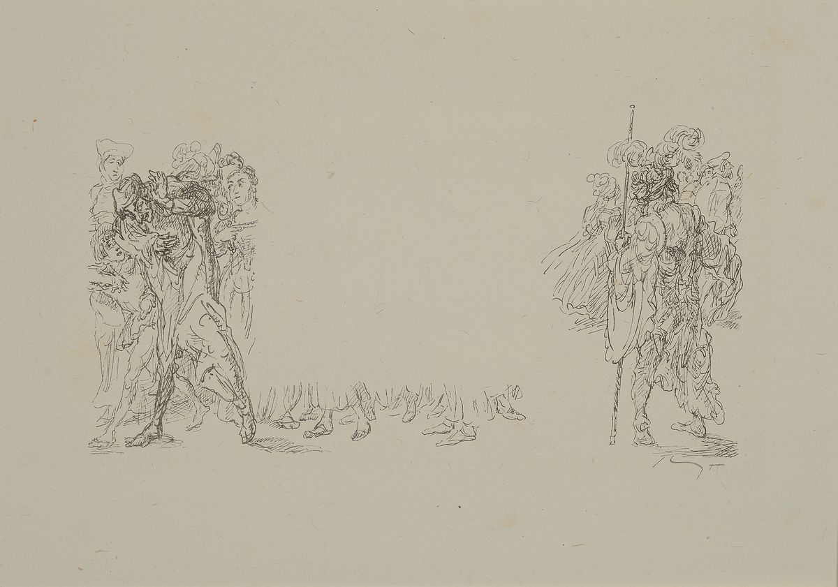 Konvolut aus 9 Original-Lithographien, Max Slevogt, 1868 Landshut - 1932 Leinsweiler, Lithographien zu Bühnenentwürfen zu Goethes Faust, Zweiter ...