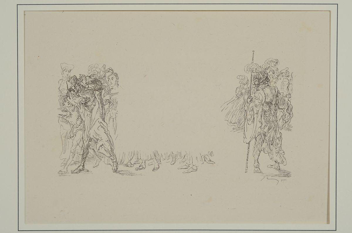 Detail k: Konvolut aus 9 Original-Lithographien, Max Slevogt, 1868 Landshut - 1932 Leinsweiler, Lithographien zu Bühnenentwürfen zu Goethes Faust, Zweiter ...