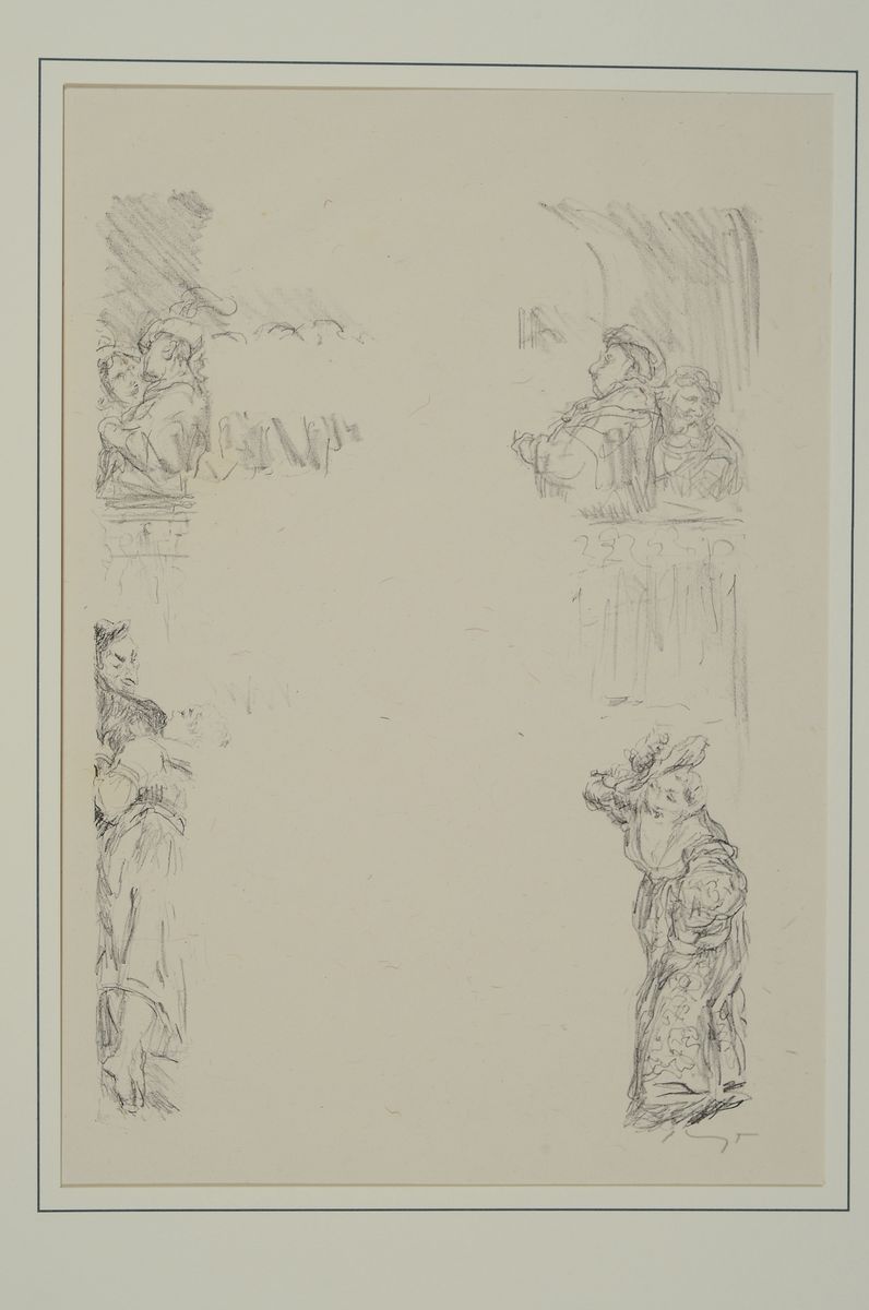 Detail m: Konvolut aus 9 Original-Lithographien, Max Slevogt, 1868 Landshut - 1932 Leinsweiler, Lithographien zu Bühnenentwürfen zu Goethes Faust, Zweiter ...