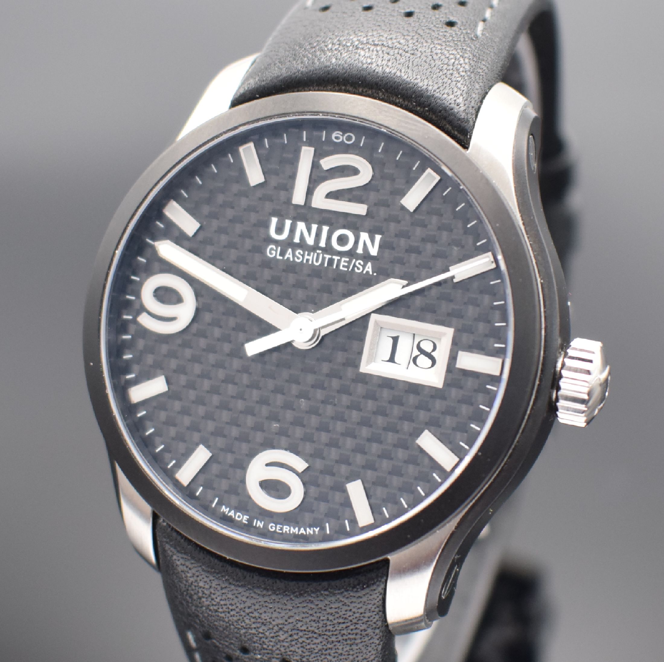 Detail a: UNION GLASHÜTTE Belisar Herrenarmbanduhr, Deutschland um 2010, Automatik, Ref. D002.626 A, beids. vergl. Stahlgeh., Boden 8-fach verschr., orig. ...