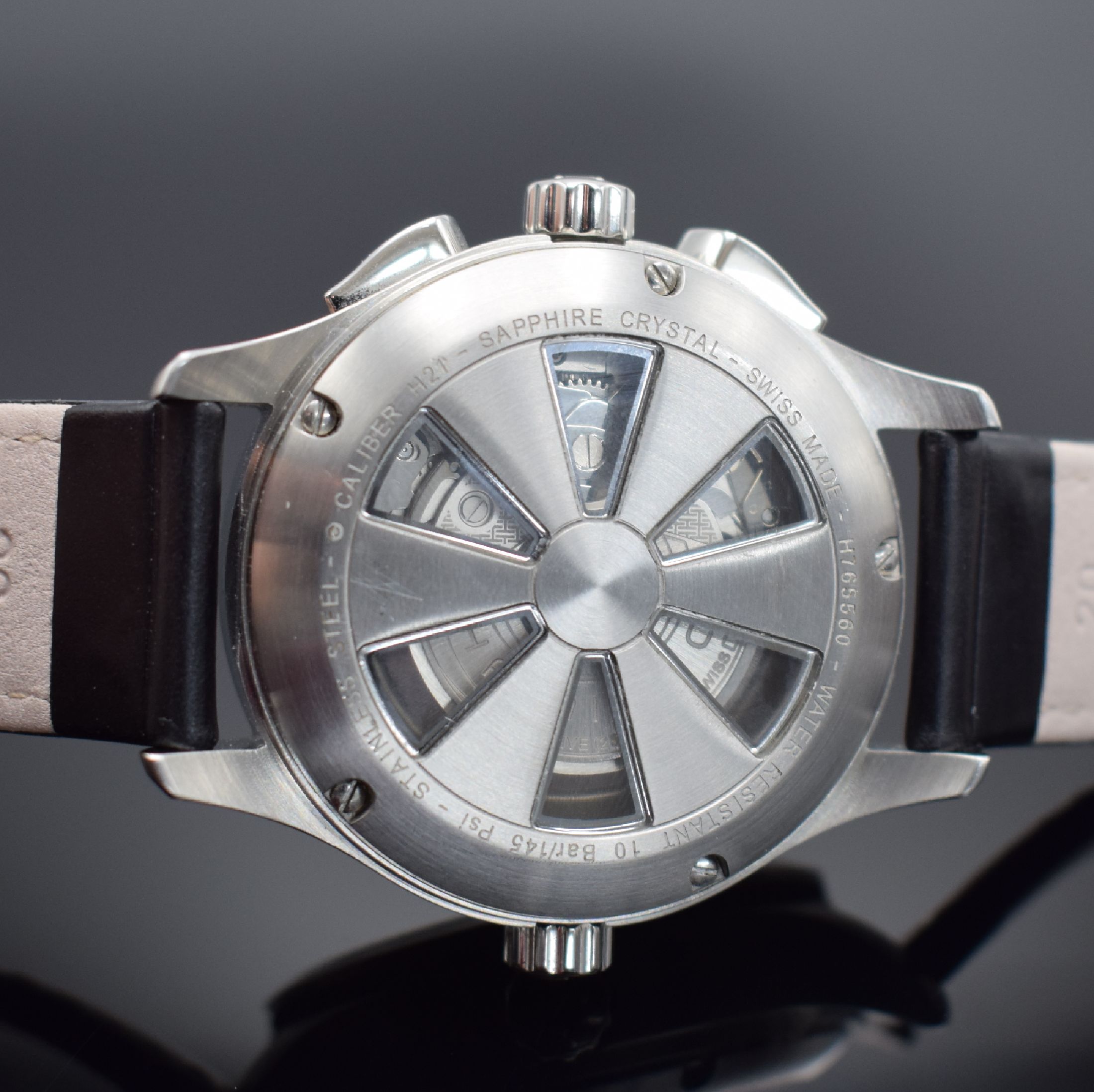 Detail d: HAMILTON X-Patrol Herrenarmbanduhr mit Chronograph, Schweiz um 2005, Automatik, beids. vergl. Edelstahlgeh., Boden 5-fach verschr., Kronen verschr., ...