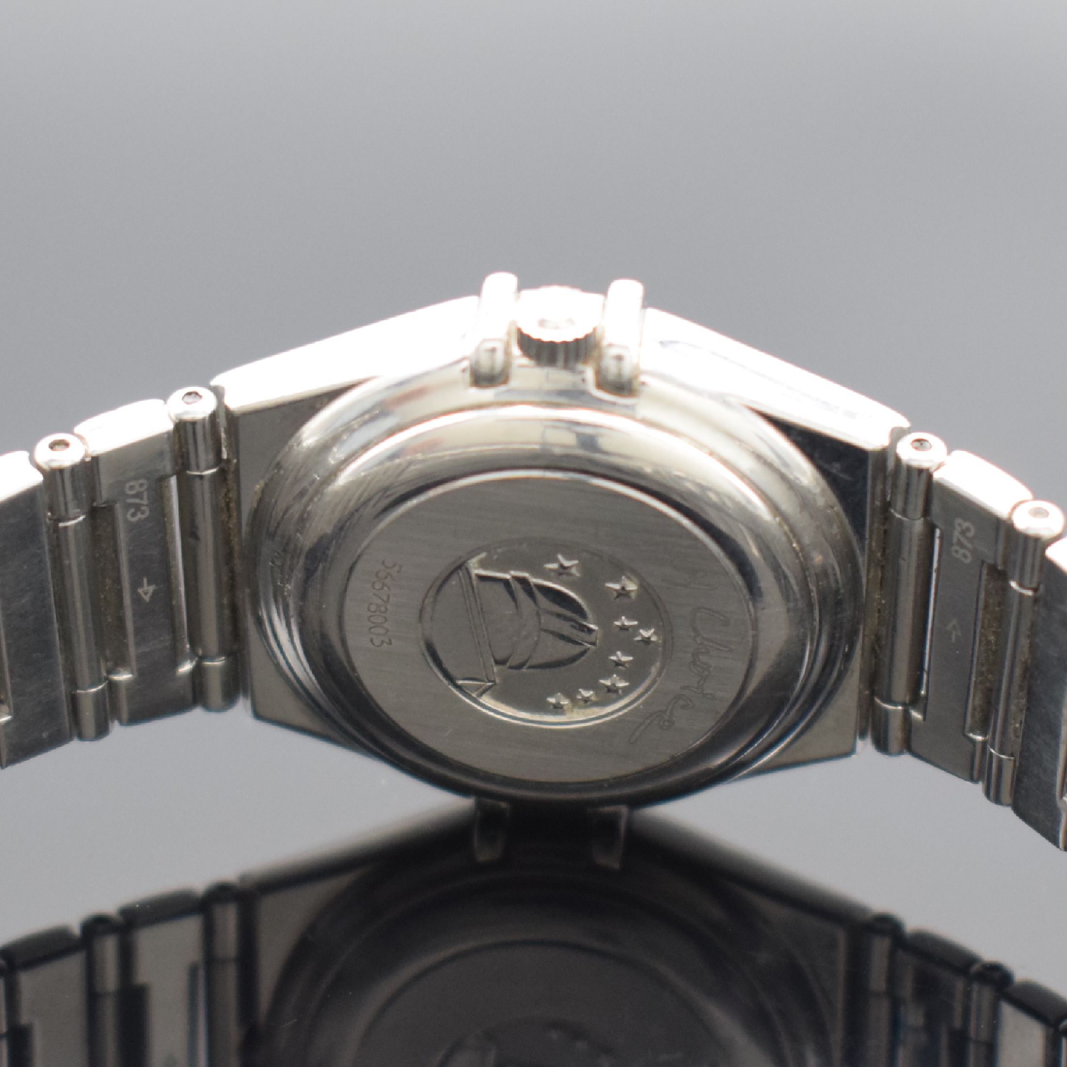 Detail d: OMEGA Constellation My Choice Damenarmbanduhr, Schweiz um 2005, Automatik, Ref. 766 1241, Edelstahlgeh. inkl. Gliederband, Lünette m. röm. Zahlen, ...