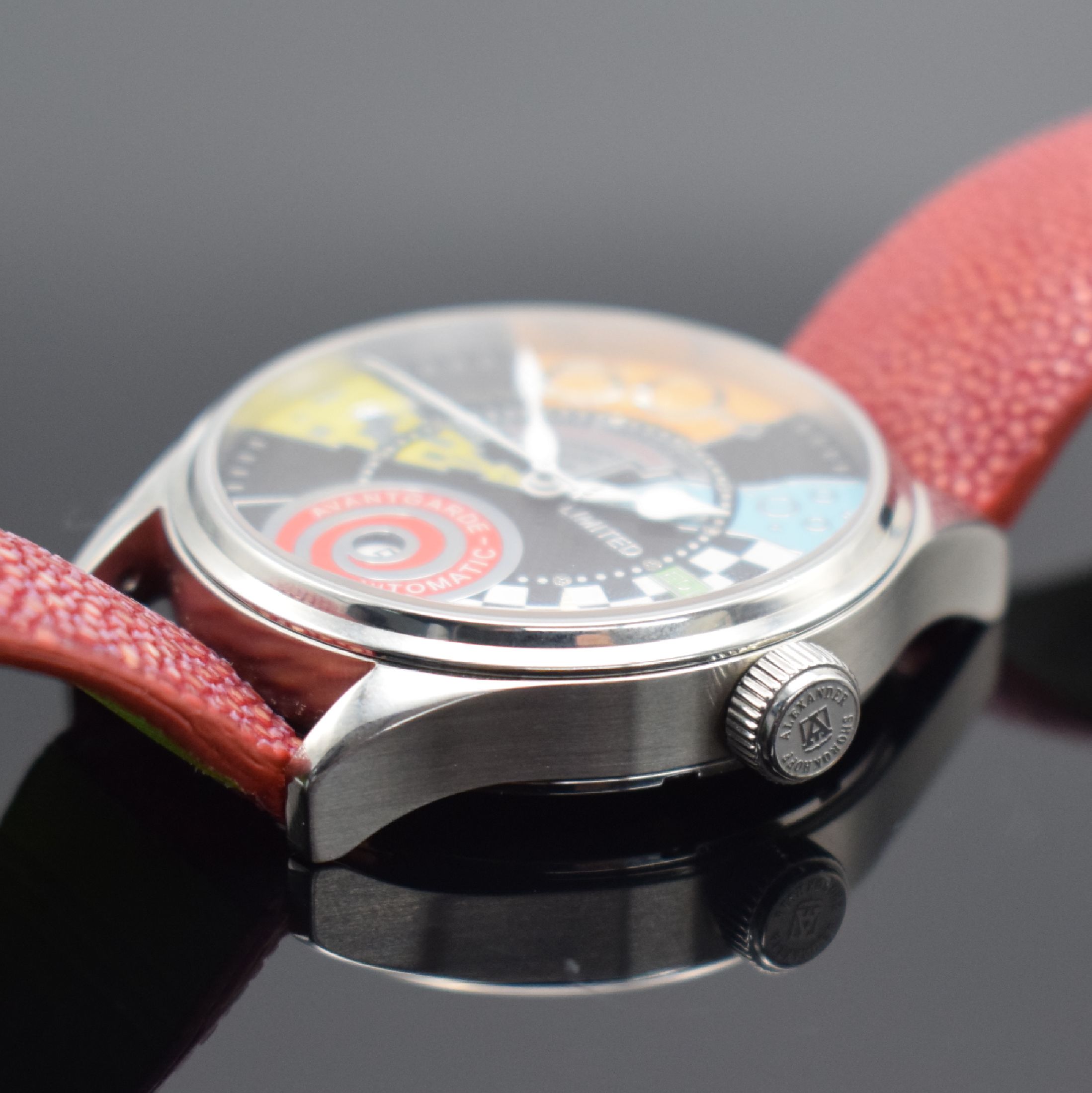 Detail d: ALEXANDER SHOROKHOFF Miss Avantgarde auf 500 Stück limitierte Armbanduhr, Deutschland um 2015, Automatik, Edelstahlgeh., Boden 6-fach verschr., ...