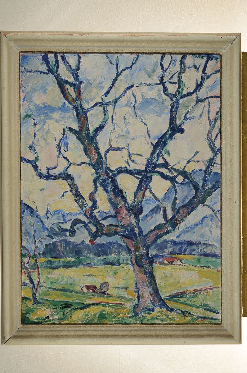 Detail k: Herbert Pohris, 1896 Tarnowitz/Oberschlesien- 1971 Kampen, Knorriger Baum vor Berglandschaft, Öl/Hartfaser, rechts oben signiert, ca. 80x60cm, R. ...