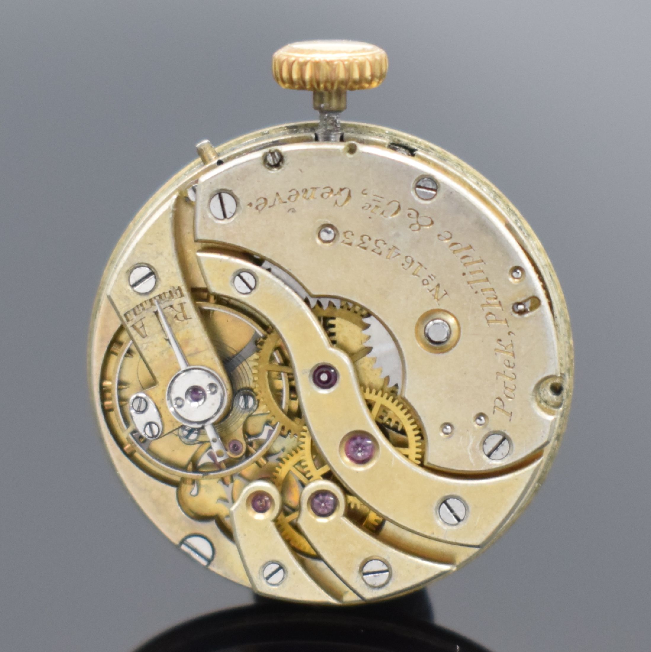 Detail a: PATEK PHILIPPE Lepine-Werk für frühe Armbanduhr, Schweiz um 1915, verg. Brückenwerk ber., Nr. 164333, 16 St., Moustache-Anker, Komp.-Unr. m. ...