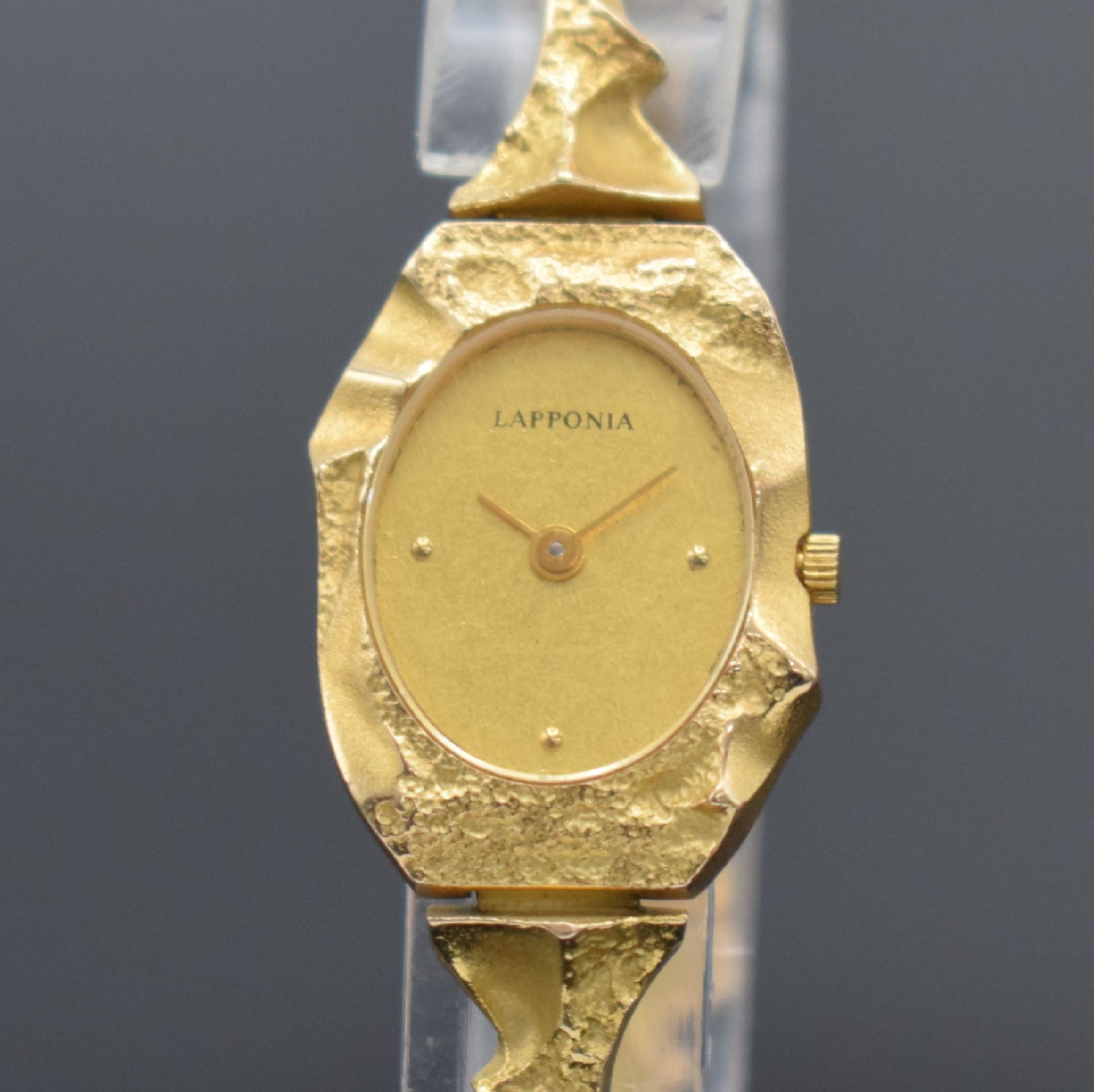 Detail a: LAPPONIA Pola-Negri Damenarmbanduhr in GG 585/000 Referenz A 128005, Finnland um 1990, designed von Björn Weckström, quarz, 2-teil. Gehäuse, Boden ...