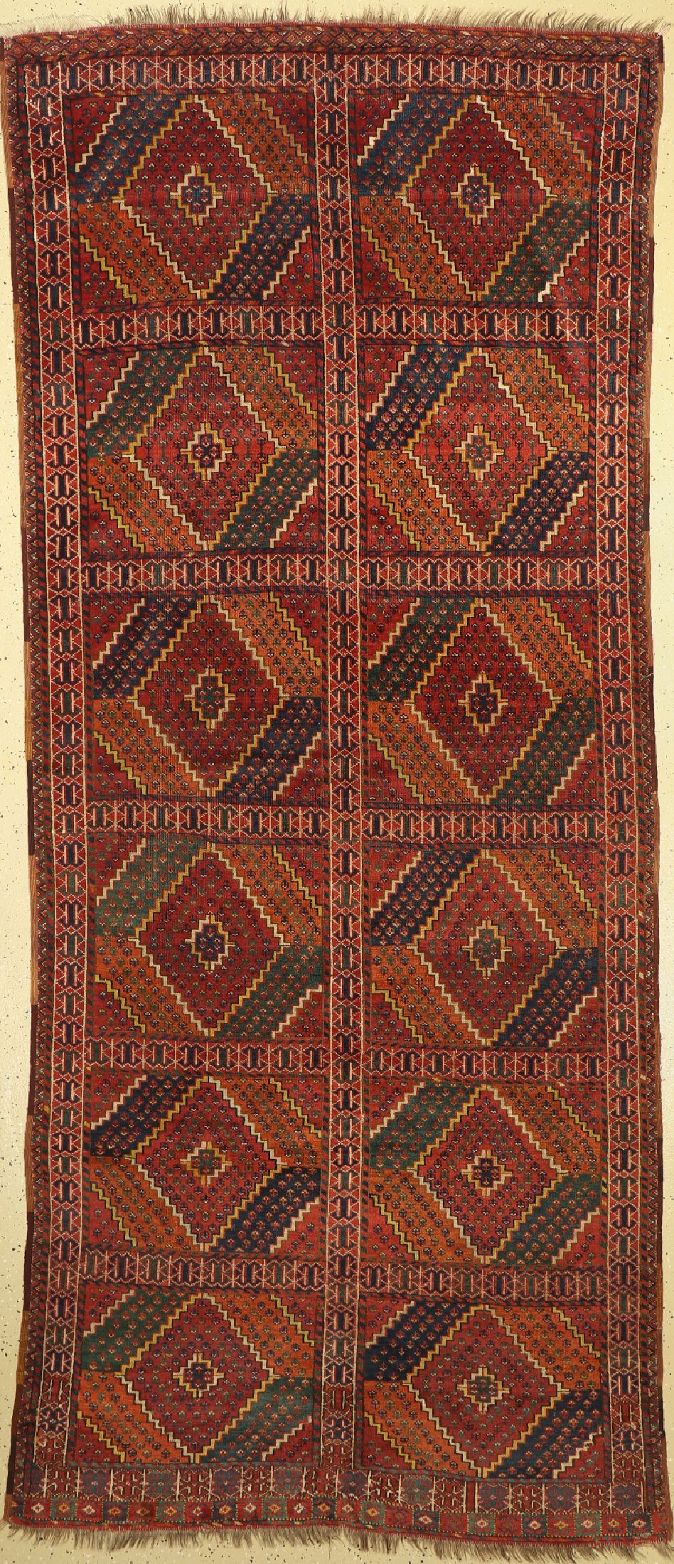 Antiker Beschir, Turkmenistan, 19.Jhd, Wolle auf Wolle, ca. 320 x 135 cm, EHZ:(Guter Zustand), restauriert