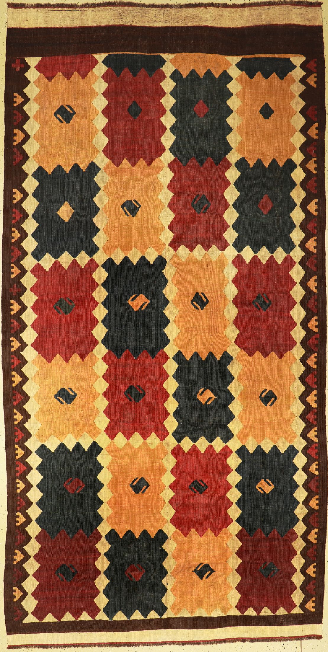 Tadschiken Kelim, Tadschikestan, um 1920, Wolle auf Wolle, ca. 395 x 200 cm, EHZ:(Guter Zustand)