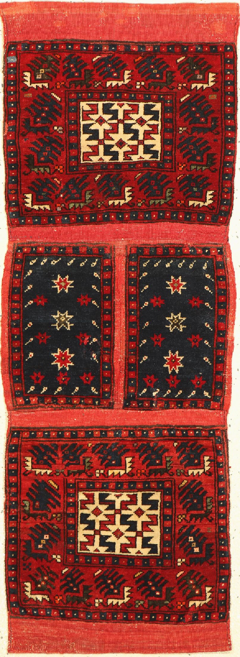 Yaghchibedir Doppelttasche, Türkei, um 1920/1930, Wolle auf Wolle, ca. 124 x 47 cm, EHZ:(Guter Zustand)