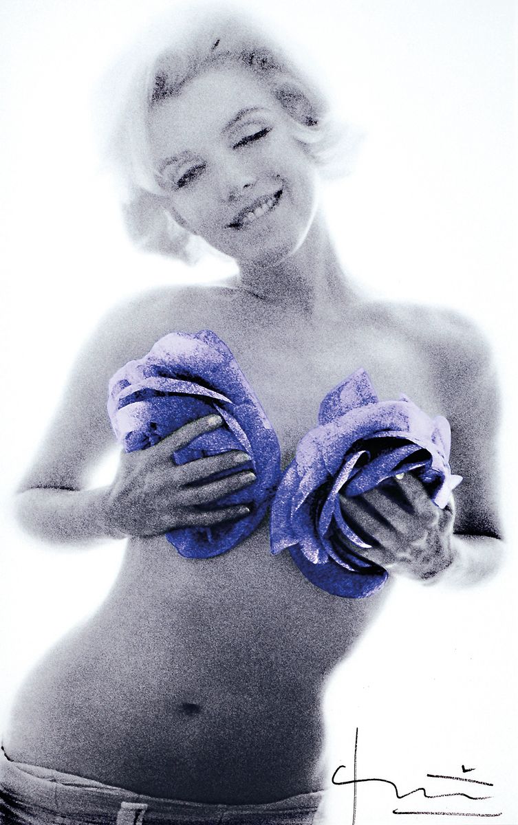Bert Stern, 1929-2013, Fotografie auf dickem mattem Fotopapier, Titel: "Marylin purple wink roses, Drucktechnik Iris-Print, Auflage: nur wenige ...