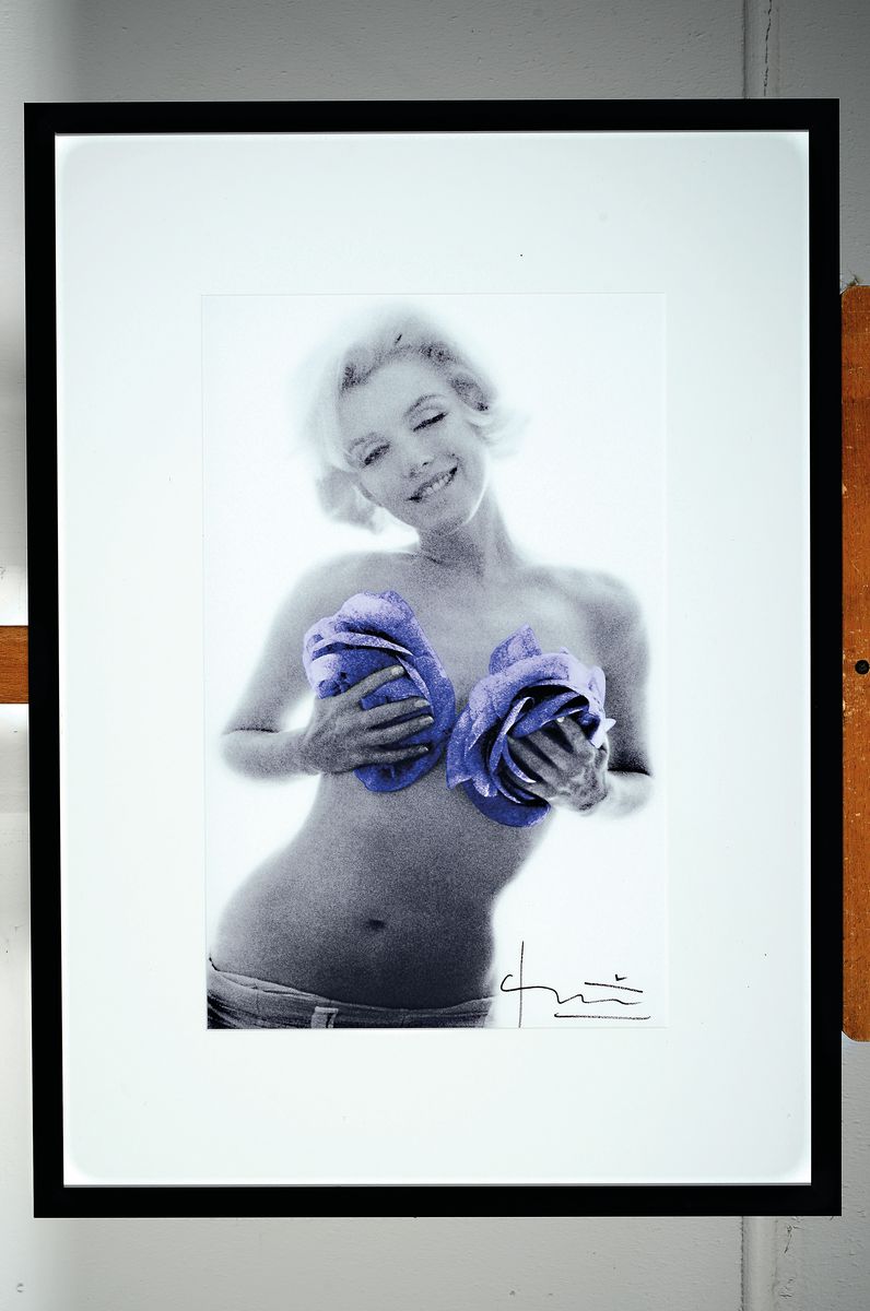Detail k: Bert Stern, 1929-2013, Fotografie auf dickem mattem Fotopapier, Titel: "Marylin purple wink roses, Drucktechnik Iris-Print, Auflage: nur wenige ...