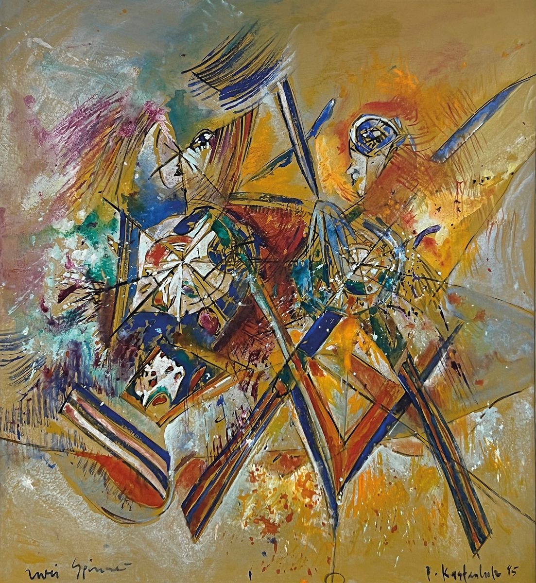 Detail a: Bernd Kastenholz, geb. 1949 Speyer, tätig in Gleisweiler, Studium an der Akademie Stuttgart, Acryl/Lwd, Acryl/Lwd, rechts unten sign., dat. 95, R., ...