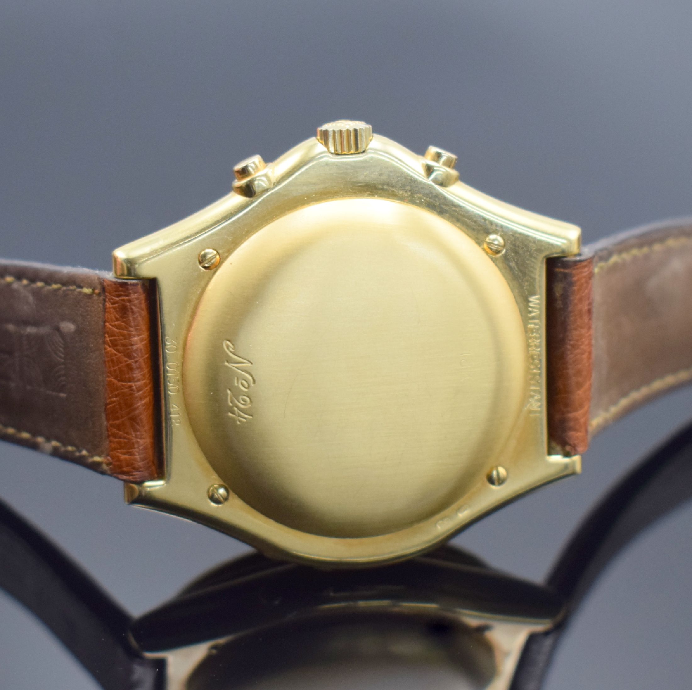 Detail e: ZENITH Academy El Primero Herrenchronograph mit Vollkalender in GG 750/000 Referenz 30.0150.418, Schweiz um 1985, Automatik, teils matt. Geh., ...