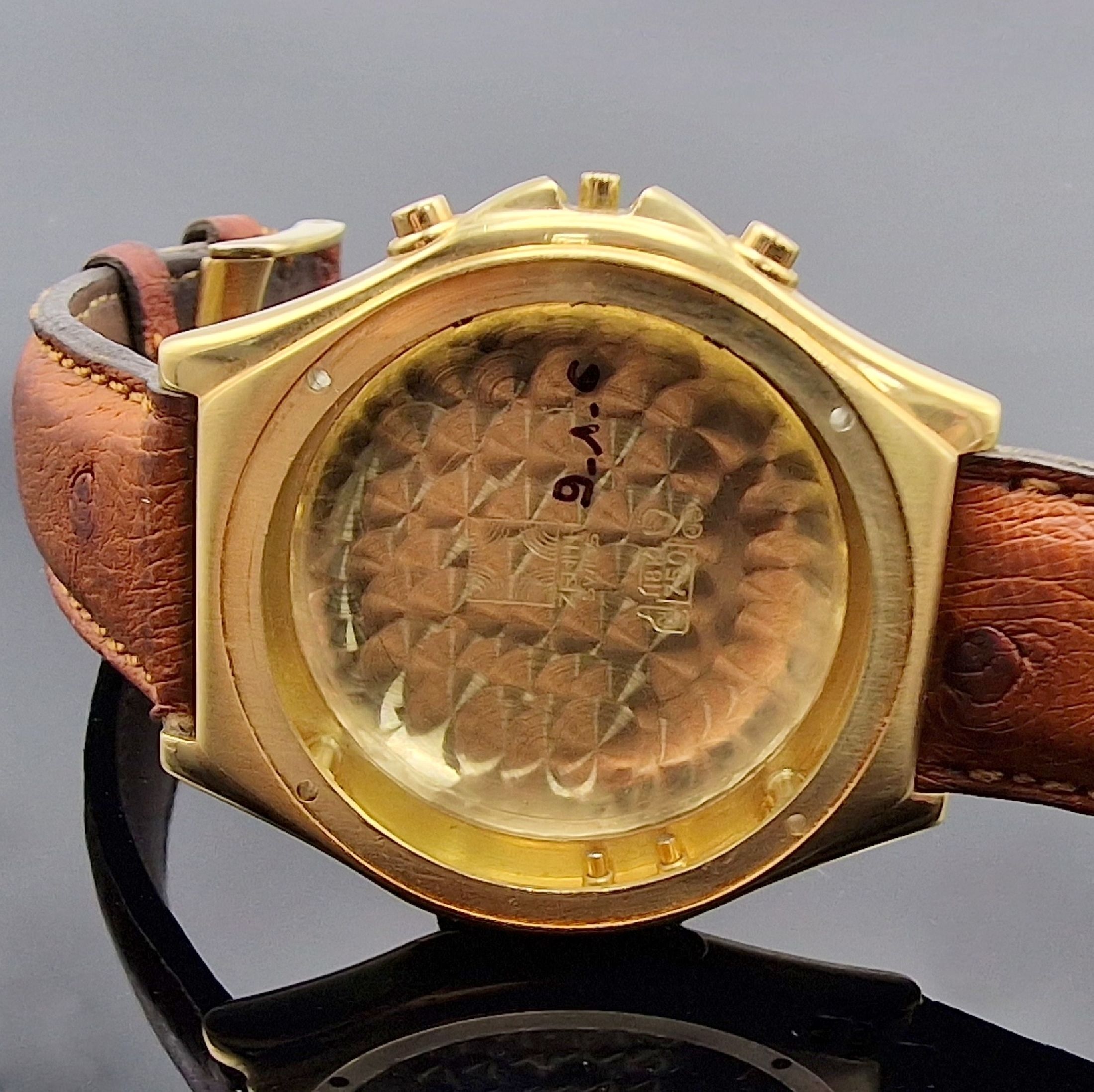 Detail f: ZENITH Academy El Primero Herrenchronograph mit Vollkalender in GG 750/000 Referenz 30.0150.418, Schweiz um 1985, Automatik, teils matt. Geh., ...