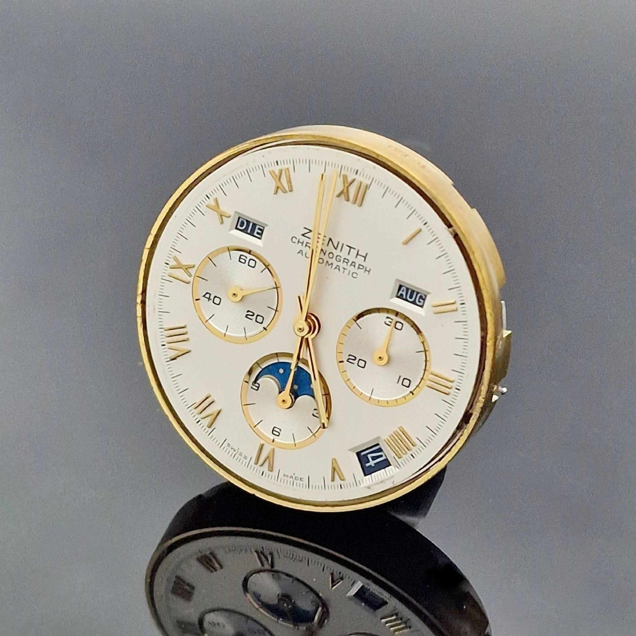 Detail g: ZENITH Academy El Primero Herrenchronograph mit Vollkalender in GG 750/000 Referenz 30.0150.418, Schweiz um 1985, Automatik, teils matt. Geh., ...