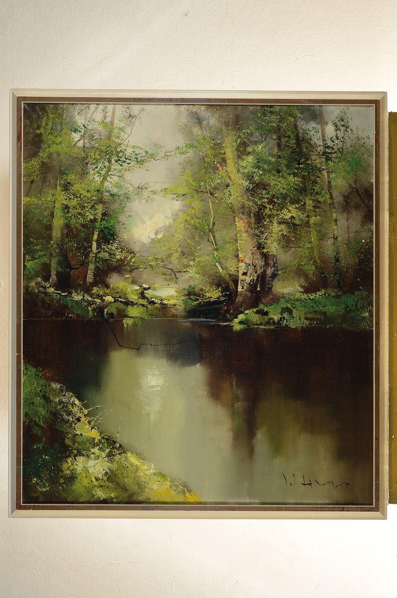Detail k: Ingfried Paul Henze Morro, 1935 Leipzig - 2013, Studium an den Akademien Leipzig und München, Flussauenlandschaft, signiert, Öl/Lwd, Rahmen, 87x74 ...