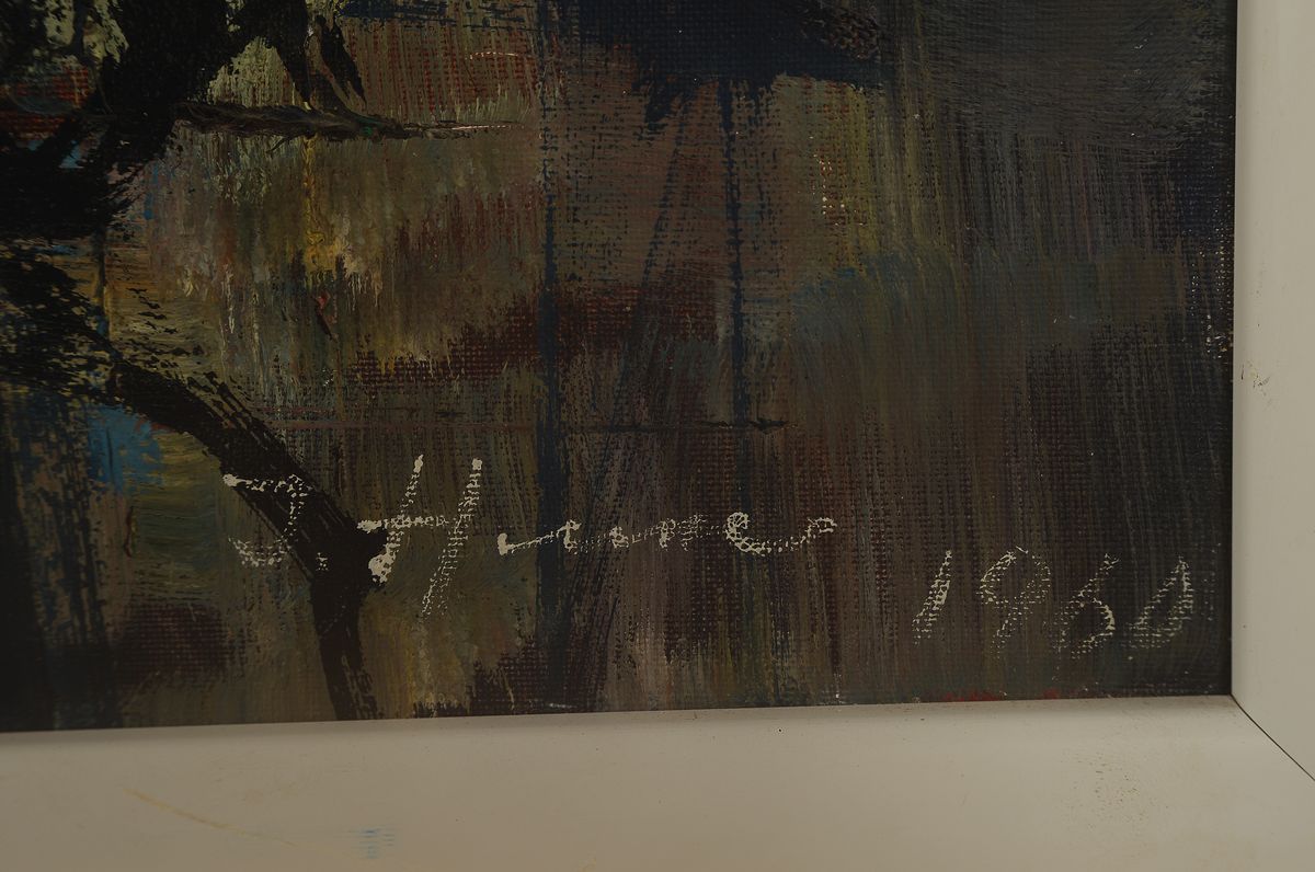 Detail a: Ingfried Paul Henze Morro, 1925 Leipzig-2013 , Studium an den Akademien Leipzig und München, Hafenlandschaft mit vor Anker liegenden Segelschiffen, ...