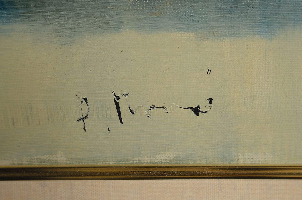 Detail a: Ingfried Paul Henze Morro, 1925 Leipzig - 2013, Studium an den Akademien Leipzig und München, "Fischerboote vor süditalienische ...