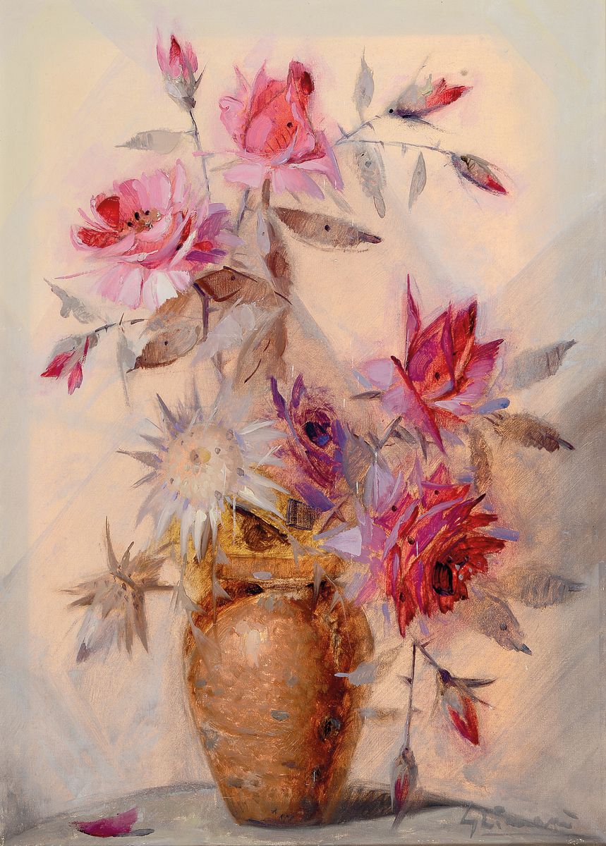 Ingfried Paul Henze Morro, 1925 Leipzig - 2013, Studium an den Akademien Leipzig und München, "Rose von Candia" so verso betitelt, ...