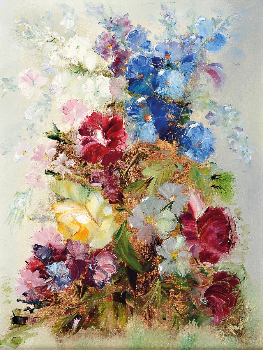Ingfried Paul Henze Morro, geb. 1925 Leipzig -2013, kleines Blumenstillleben, signiert, Öl/Lwd, Rahmen, 52x41 cm