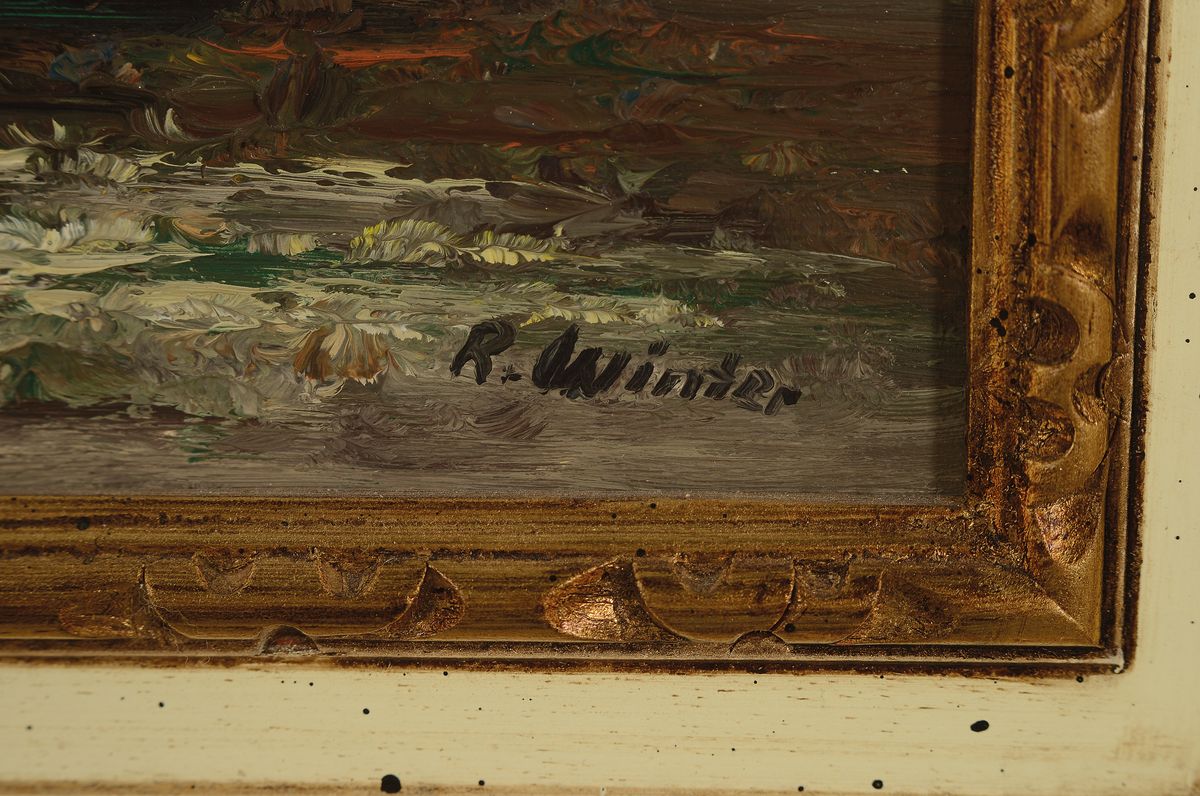 Detail a: R. Winter, Künstler des 20.Jh., Blumenstillleben, signiert, Öl/Lwd, Rahmen, 53x42 cm