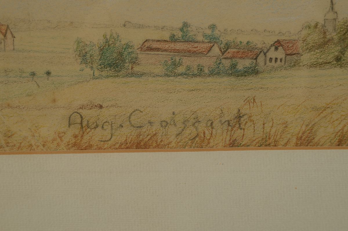 Detail a: August Croissant, 1870 Edenkoben - 1941 Landau,Studium der Kunstgewerbeschule Kaiserslautern und Nürnberg, hier: Zeichnung, Ansicht pfälzer ...