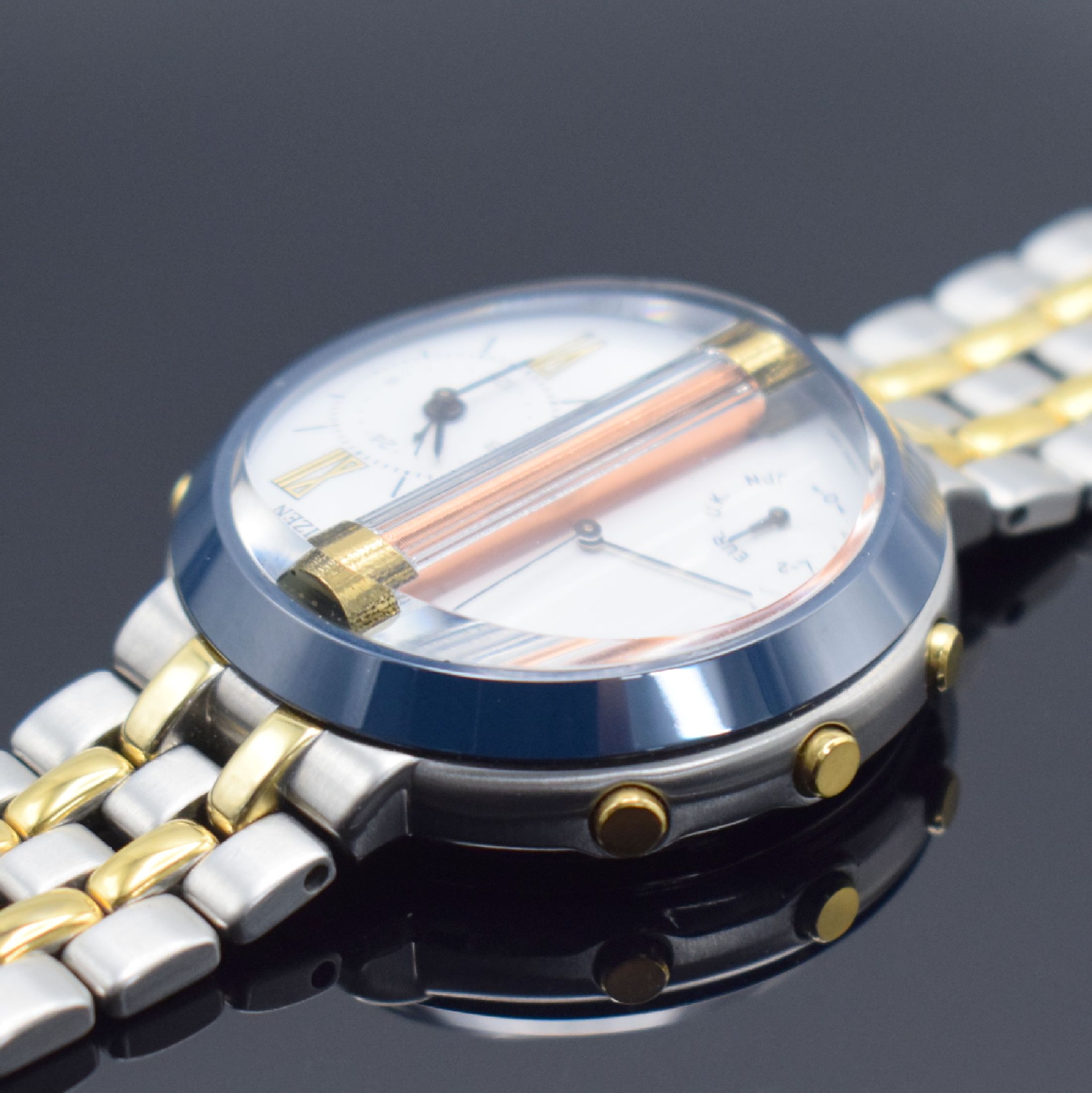 Detail c: CITIZEN frühe funkgesteuerte Herrenarmbanduhr mit orig. Garantieschein & Anleitung, Japan 09/1991, quarz, Ref. 7400-C70007 TA, Edelstahlgeh., orig. ...