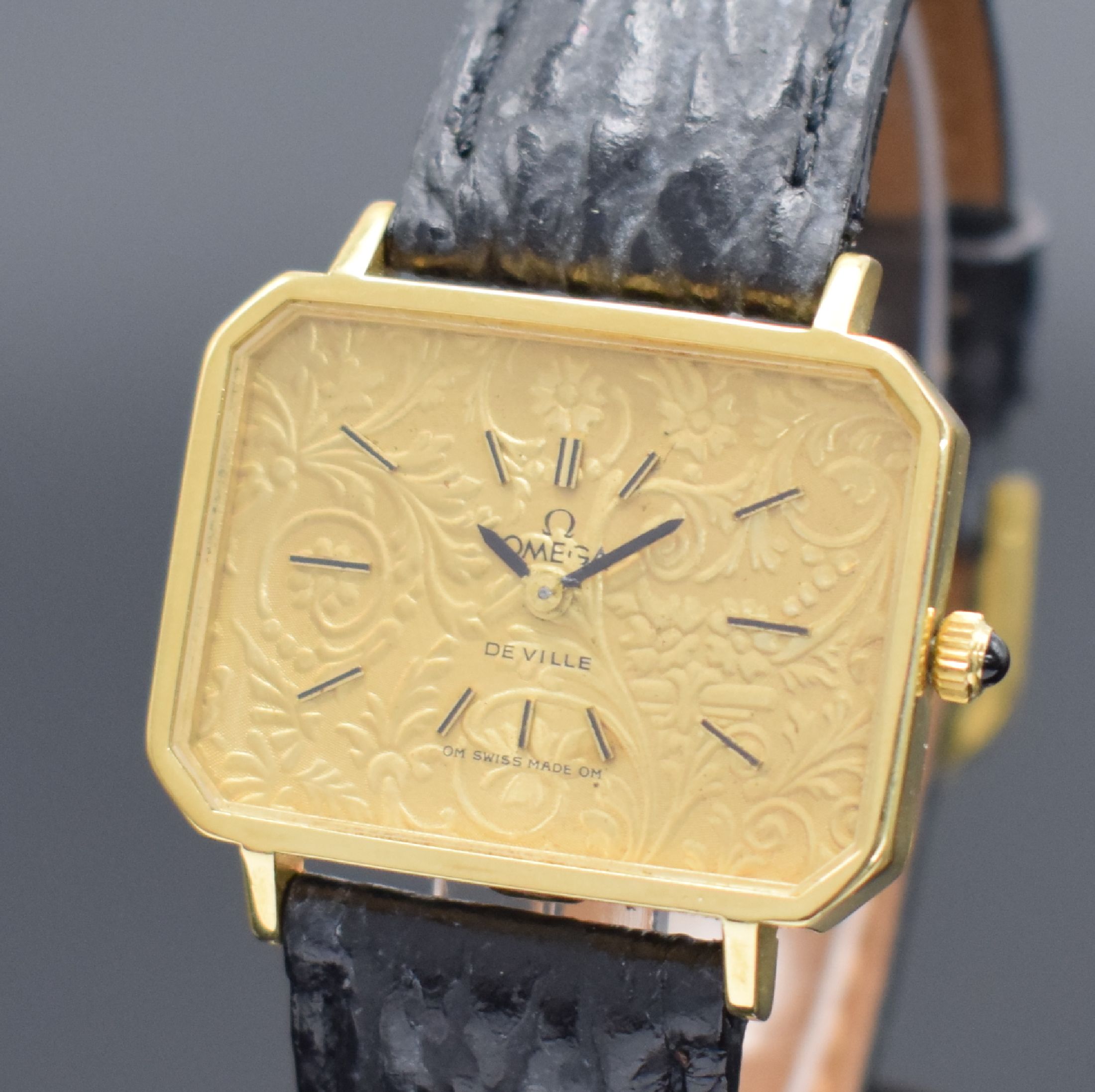 Detail a: OMEGA Emeraude seltene Armbanduhr in GG 750/000 designed von Andrew Grima Referenz 5110379, Schweiz um 1970, Handaufzug, 2- teil. Gehäuse, Boden ...