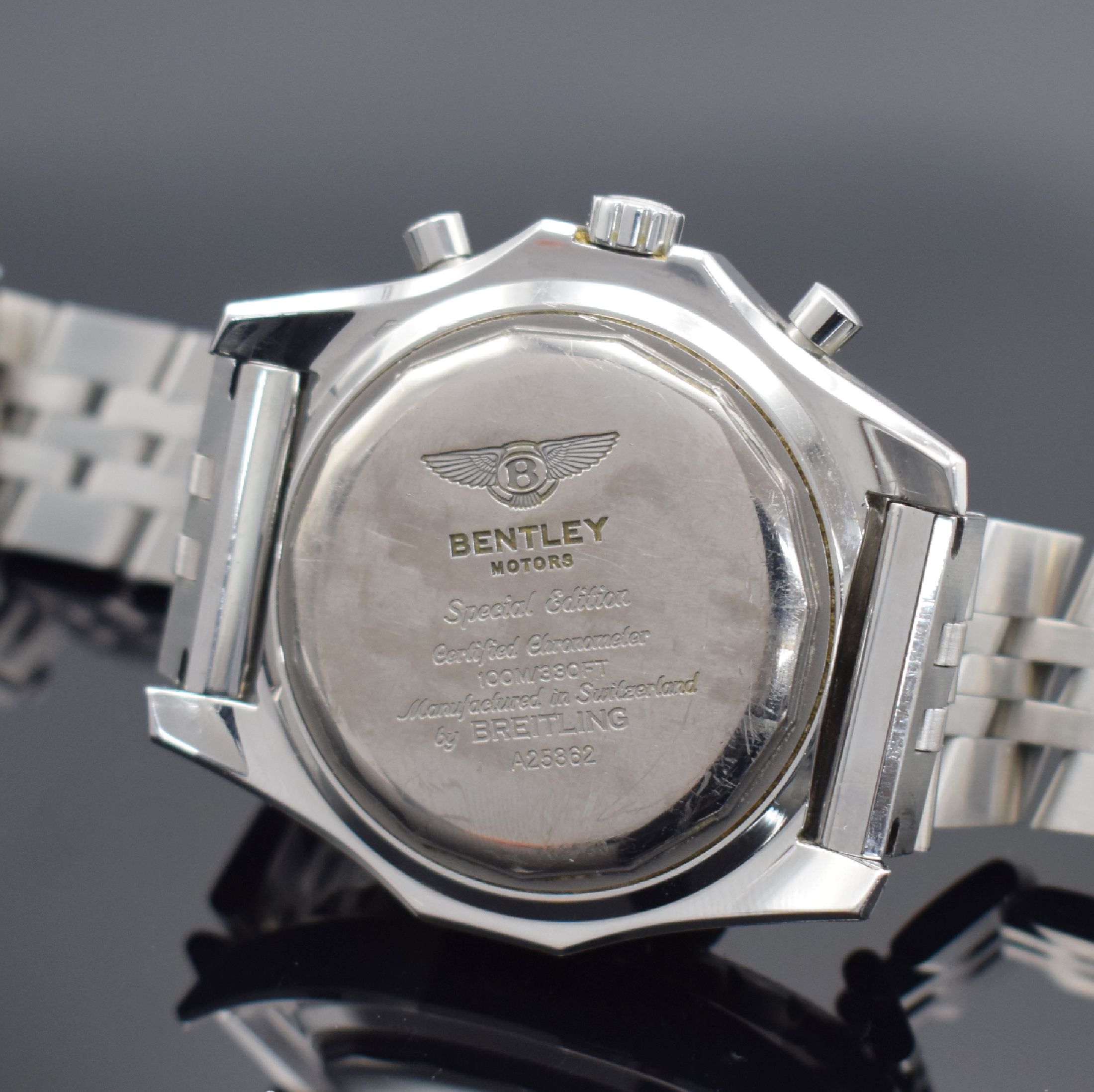 Detail d: BREITLING for Bentley Motors große Herrenarmbanduhr mit Chronograph Referenz A 25362, Schweiz verk. lt. beil. orig. Pap. 12/2004, Automatik, ...