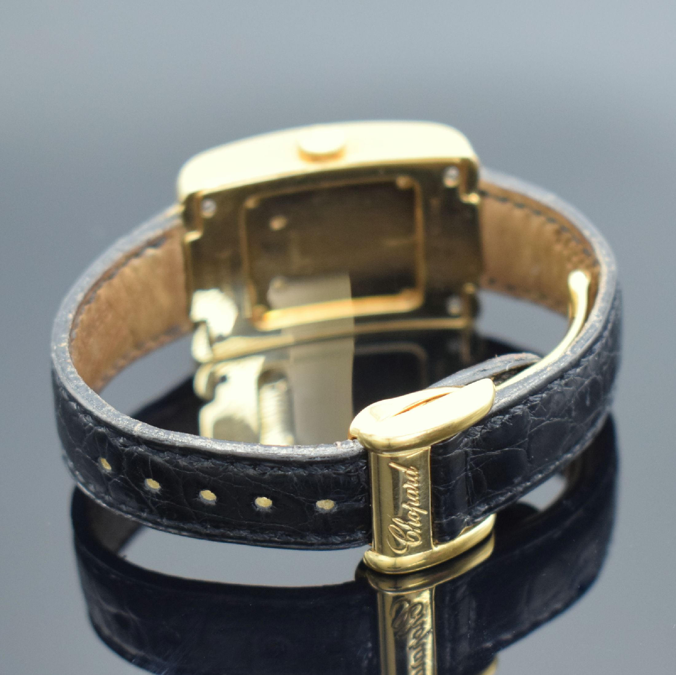 Detail b: CHOPARD La Strada Damenarmbanduhr in GG 750/000 Referenz 6914, Schweiz verk. lt. beil. Zert. 09/2001, quarz, massives gewölbtes Geh. beids. aufw. m. ...