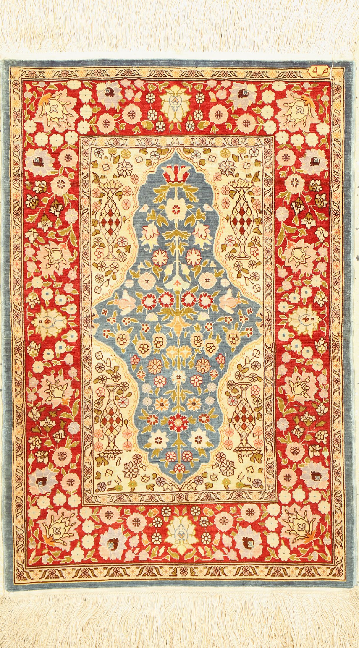 Hereke Seide, Türkei, signiert, um 1960, reine Naturseide, ca. 66 x 45 cm, EHZ: 2