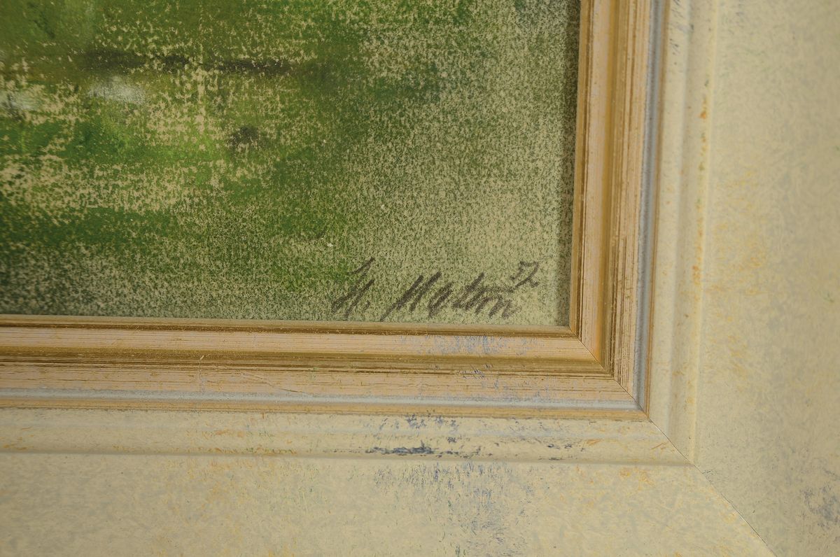 Detail a: H. Matern, datiert (19)57, Blick auf Burg Cochem an der Mosel, Pastell auf Bütten, rechts unten signiert und dat., ca. 47x62cm, u.Gl., R. ca. 58x73cm