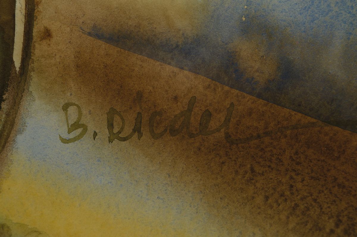 Detail a: B. Riedel, zeitgenössischer Künstler, üppiges Blumenstillleben, Aquarell auf Papier, rechts unten signiert, ca. 52x40cm, PP, u.Gl., R. ca. 74x61cm