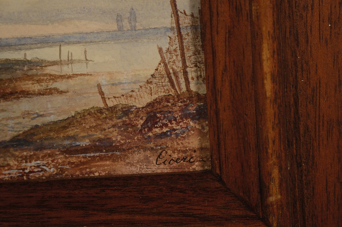Detail a: Pierre Luc Charles Ciceri, 1782 Saint-Cloud- 1868 Saint-Cheron, Fischerboote am Strand, Aquarell auf Papier, rechts unten signiert Ciceri, ca. ...