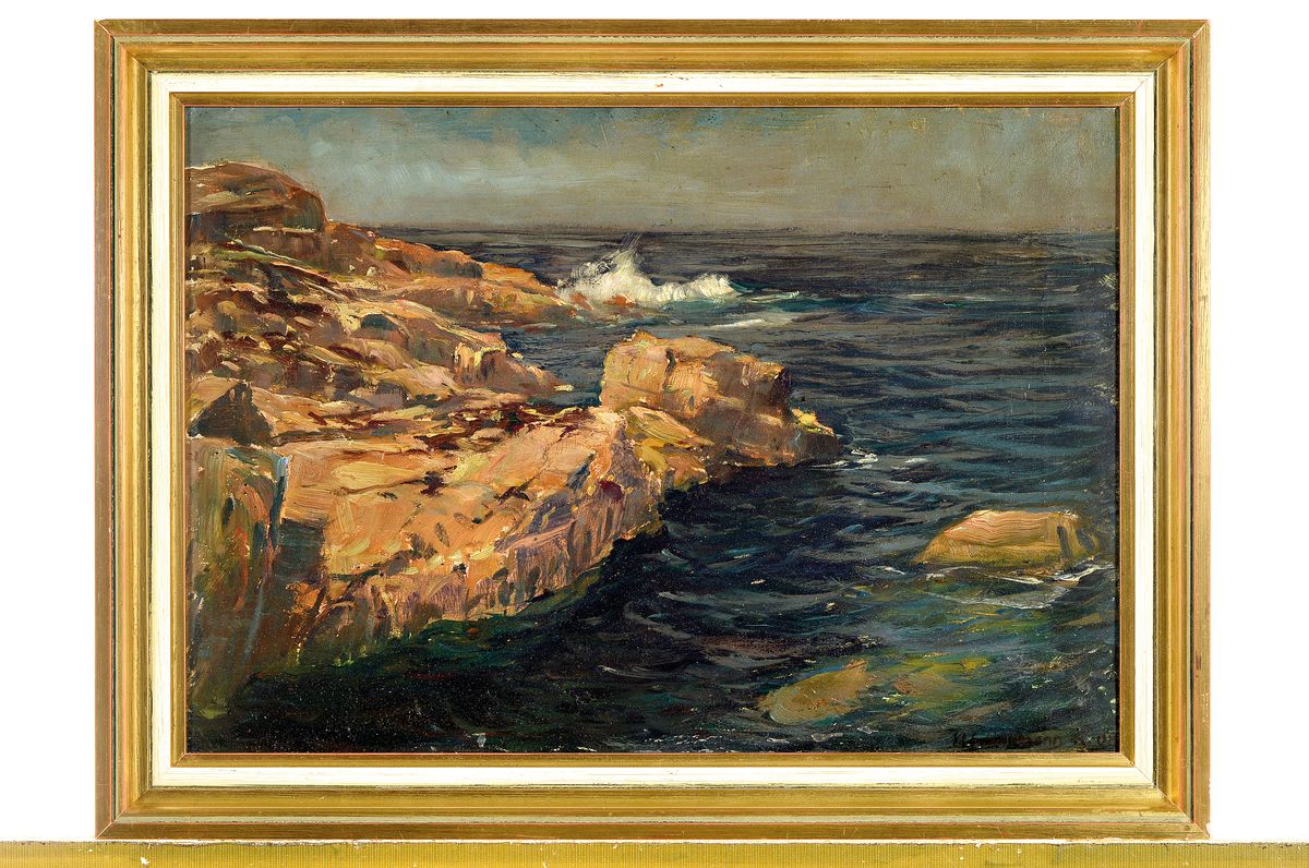 Detail k: Eduard Schloemann, 1888-1940 Düsseldorf, Felsenküste, Öl/Lwd, rechts unten signiert und datiert K 08, ca. 33x47cm, R. ca. 40x54cm