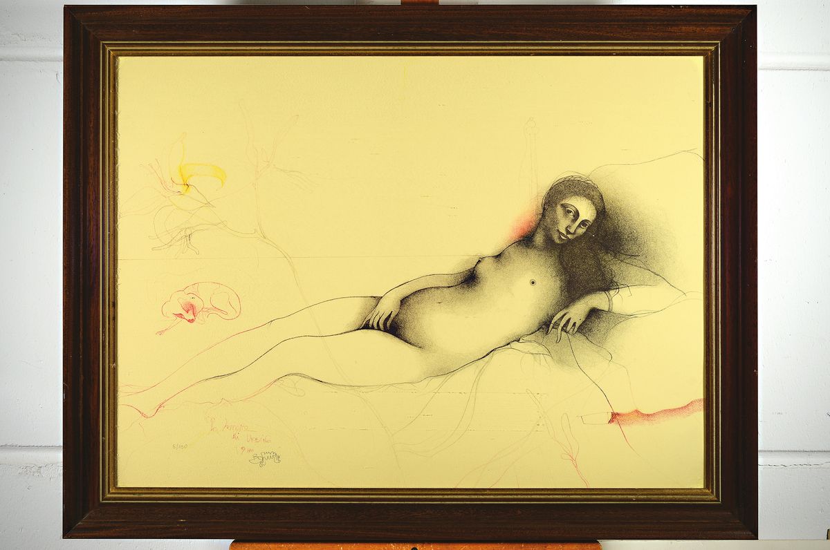 Detail k: Bruno Bruni, geb. 1935 Gradara/Italien, La Venere di Urbino, Farblithographie, handsigniert und num. 5/150, ca. 57x79cm, u.Gl., R. ca. 71x91cm