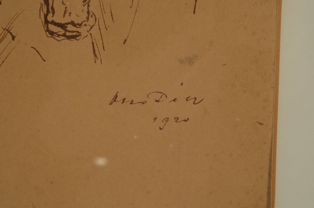 Detail a: Otto Dill, 1884 Neustadt a.d.Weinstraße-1957 Bad Dürkheim, Pferdekopf, Tuschezeichnung, signiert und dat. 1920, gebräunt, ca. 19x14 cm, PP, u.Gl., ...