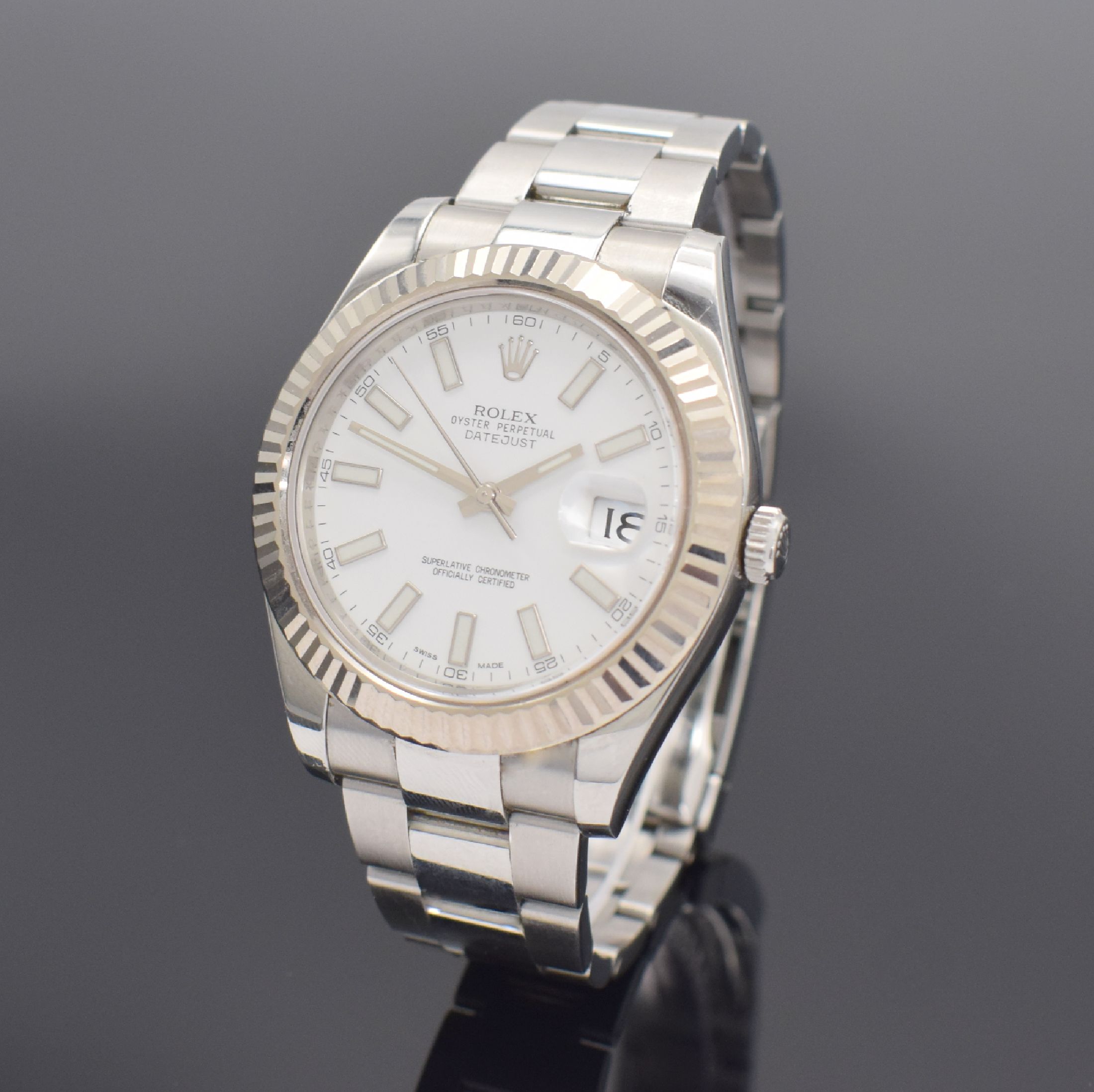 ROLEX Oyster Perpetual Datejust II Herrenarmbanduhr Referenz 116334, Schweiz um 2015, Automatik, Chronometer der Superlative in Edelstahl inkl. ...
