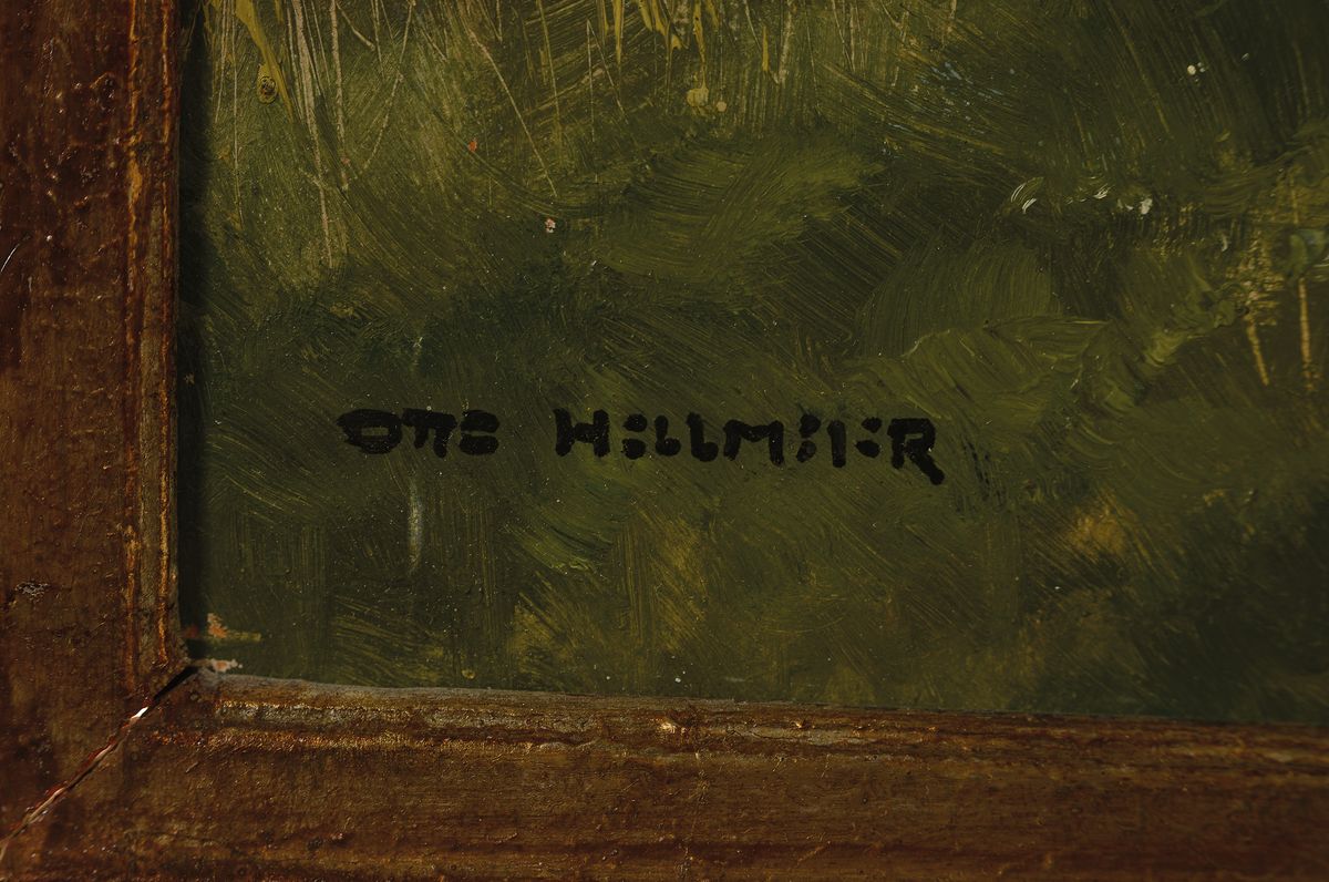 Detail a: Otto Hellmeier, 1908 - 1996 Weilheim, wohl oberbayrische Landschaft unter bewölktem Himmel, signiert, Öl/Lwd, Rahmen, 84x100 cm