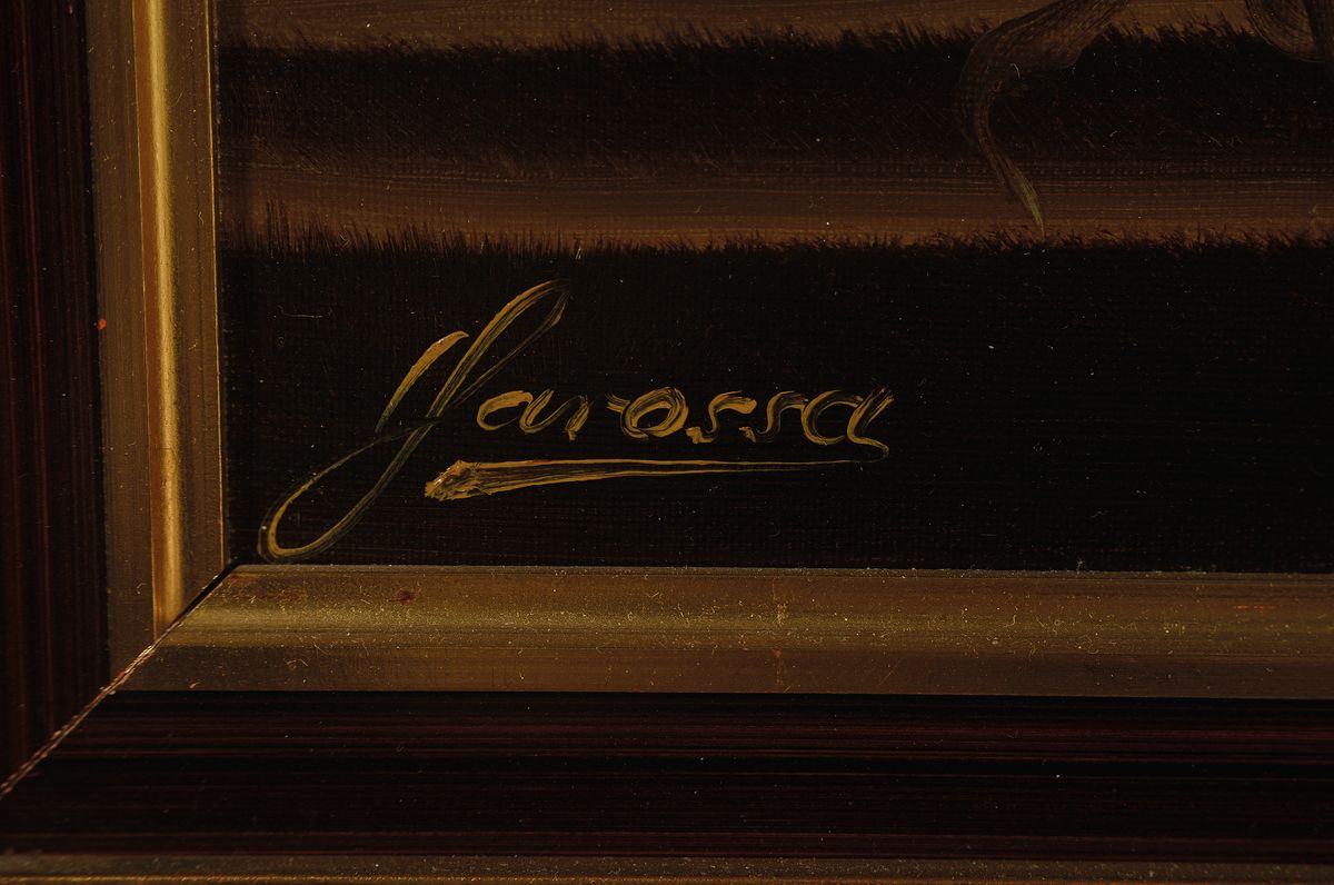 Detail a: Heinrich Garossa, geb. 1902 Zürich, schweizer Stilllebenmaler, Blumenstillleben mit roten und weißen Päonien, signiert, Öl/Lwd, Prunkrahmen, ...