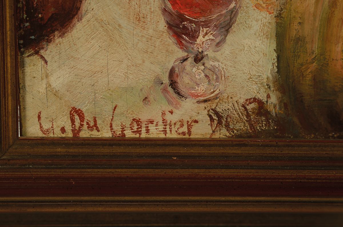 Detail a: Du Gardie de B..., ungedeuteter Künstler des 20.Jh., wohl 20er Jahre, ausgelassene Gesellschaft zu Tisch, "Das große Fressen", links ...