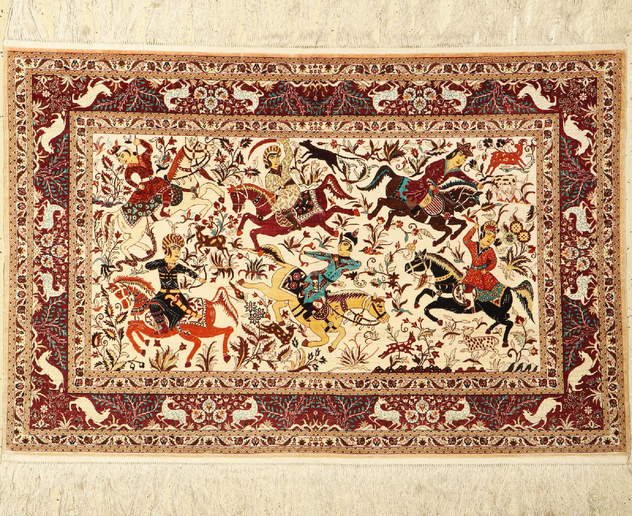 China Hereke, ca. 50 Jahre, reine Naturseide, ca. 156 x 105 cm, ca. 1.Mio kn/qm,EHZ: 2