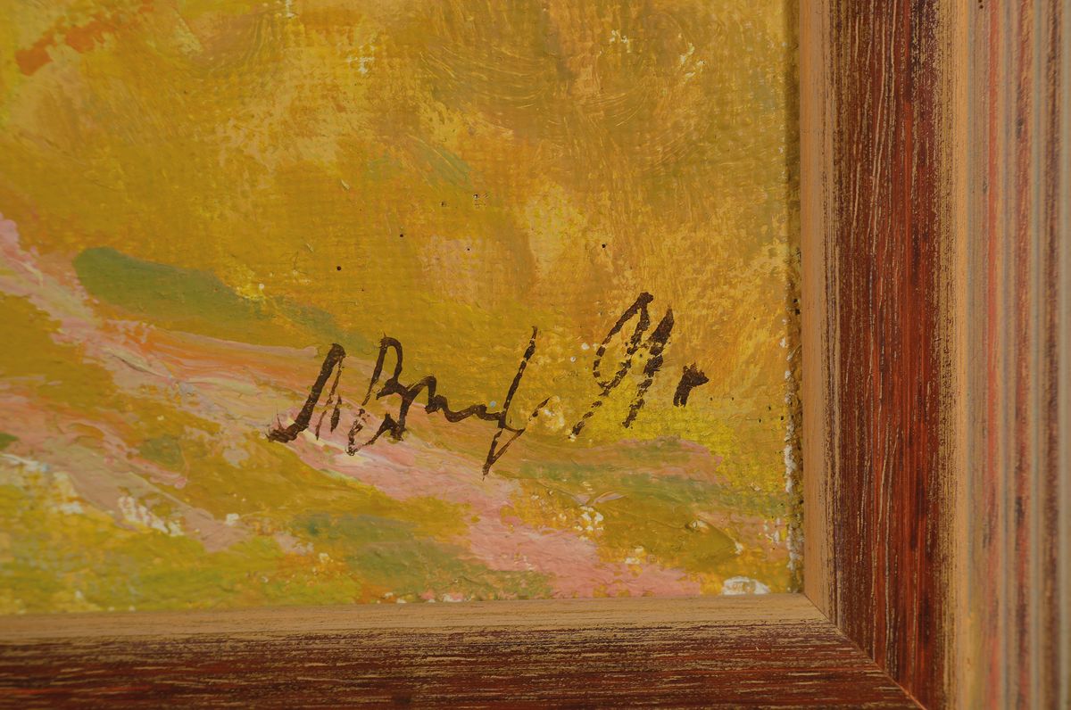 Detail a: Leonid Nikolaevich Vinogradov, 1938 - 2021 Shashki/Kostroma Russland, Studium am Kostroma Art College, Ansicht des herbstlichen Romanovo im Bezirk ...