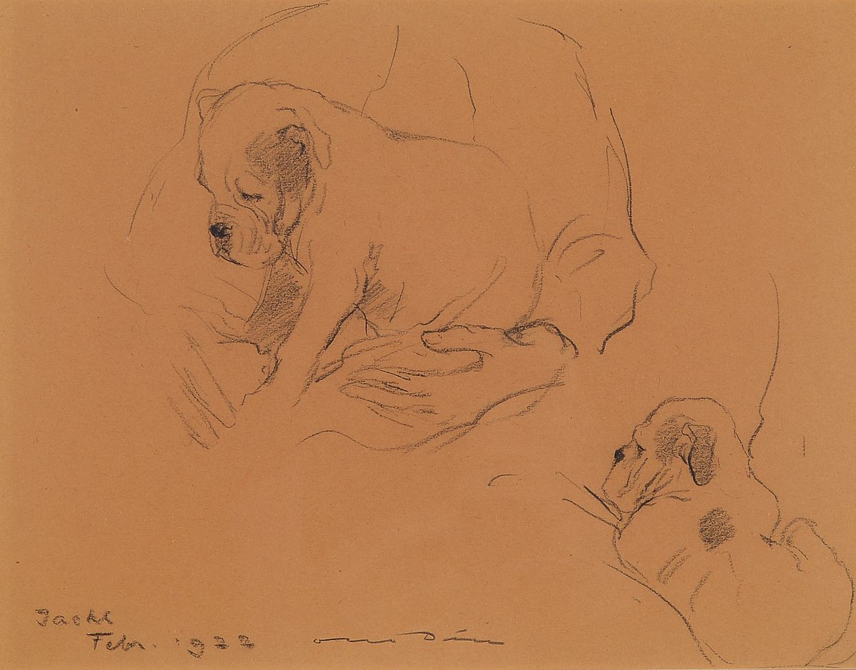 Otto Dill, 1884 Neustadt a.d. Weinstraße - 1957 Bad Dürkheim, Bleistiftzeichnung, Skizzen eines Hundewelpen, signiert u. datiert Febr. 1922, ...