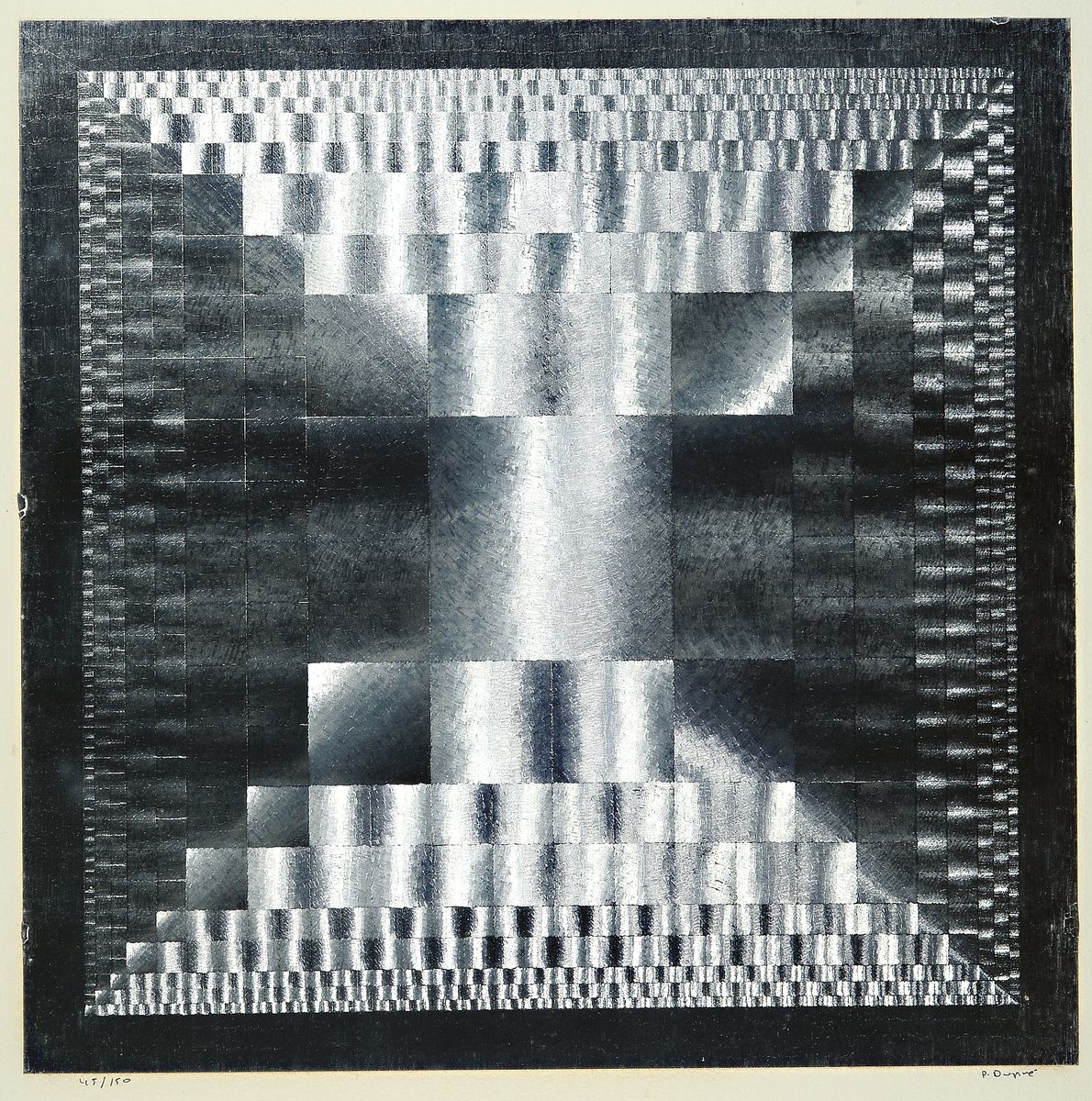 Patrick Dupre, geb. 1945 Paris, Gravur -Reproduktion auf Aluminiumfolie, kinetische/Op-Art Komposition, Ed. 45/150, handsigniert, unter Glas gerahmt, ...