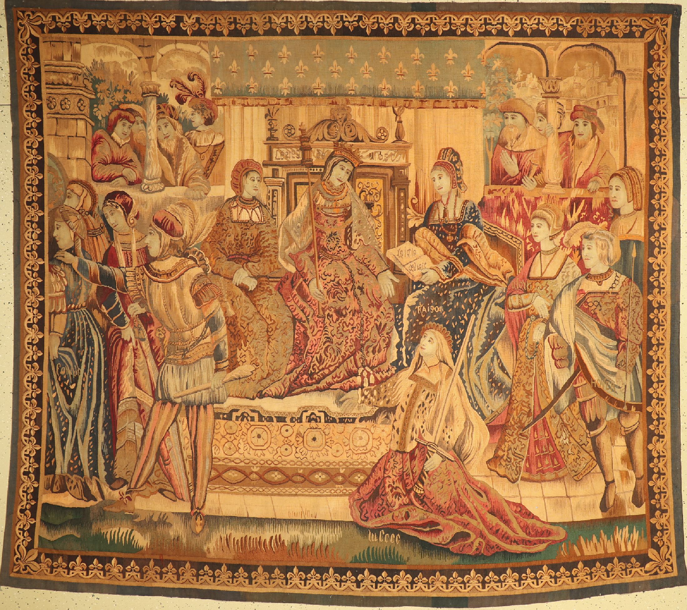 Antike Tapisserie, Frankreich, um 1900, Wolle auf Baumwolle, ca. 240 x 275 cm, EHZ:(sehr guter Zustand)