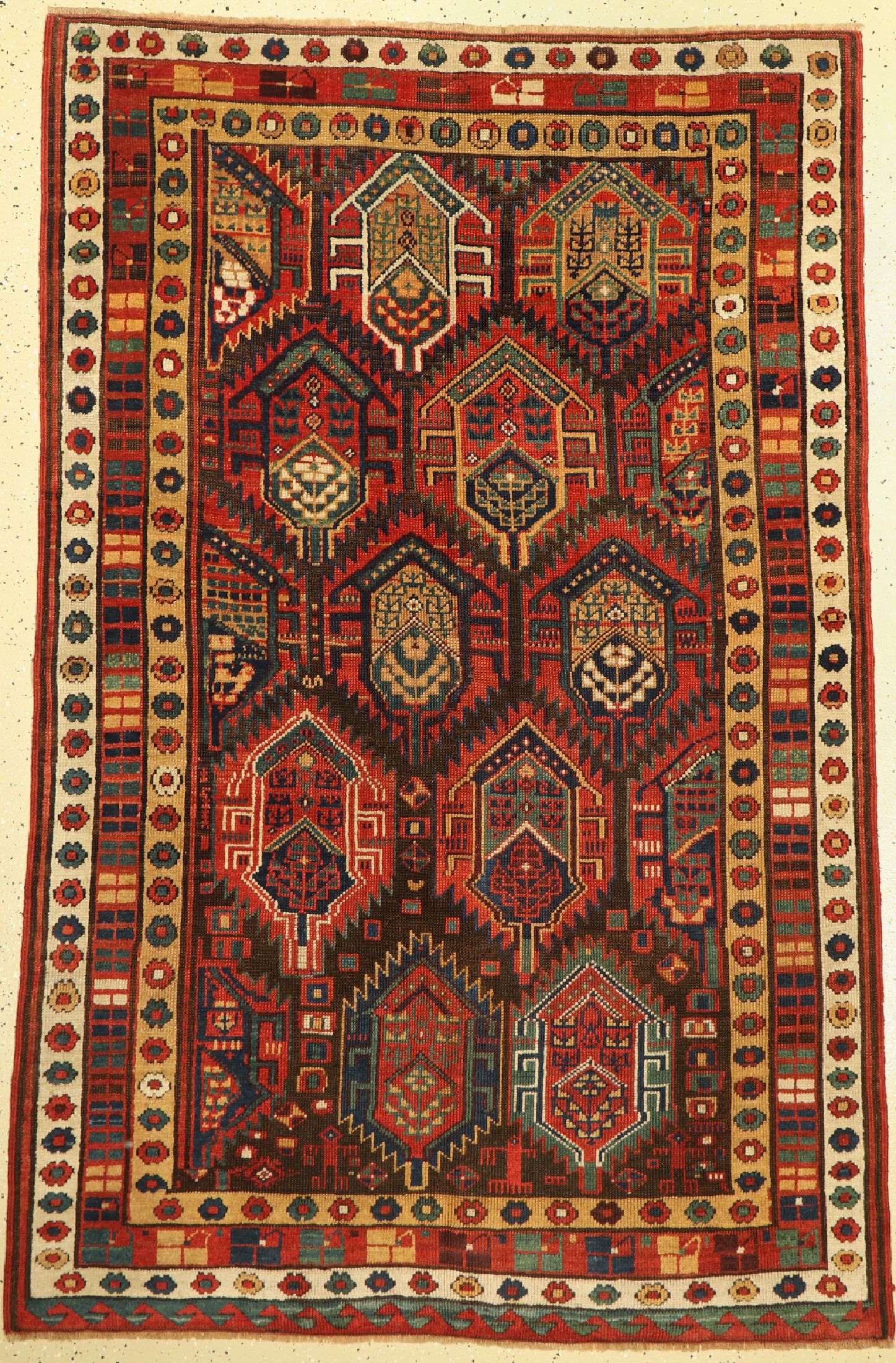 Antiker Sautschbolag, Nordwestpersien, 19.Jhd, Wolle auf Wolle, ca. 202 x 137 cm, EHZ:(Guter Zustand)